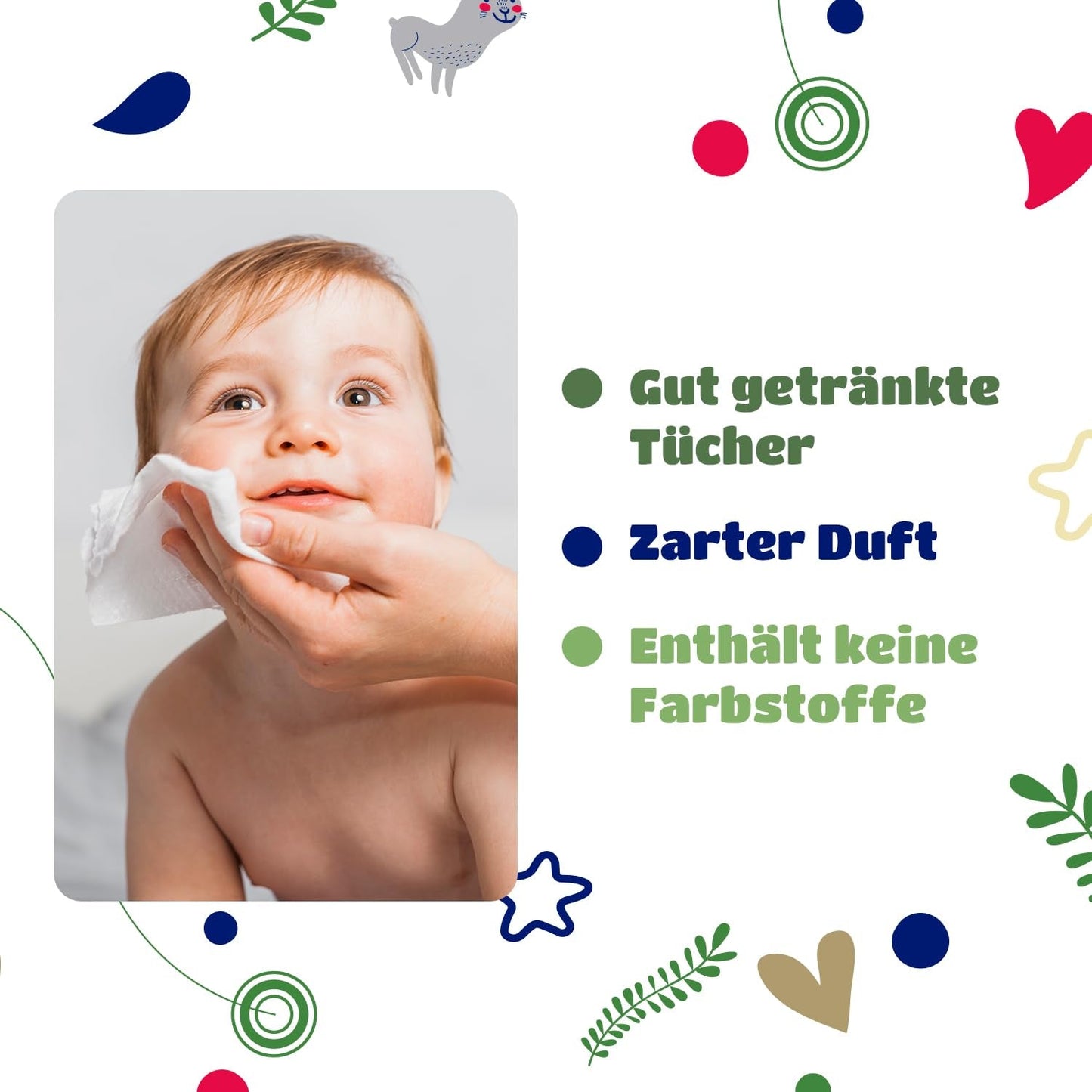 Kindii Natural Balance våtservetter för bebis – (1 x 60 st.) Våtservetter för bebisar och barn – Skyddande, Aloe Vera, Delikat doft – 60 st.