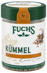 Fuchs Gewürze - Kümmel ganz - kräftiges Gewürz für Kohl- und Fleischgerichte oder zu Bratkartoffeln - naturlig ingrediens - 60 g i wiederverwendbarer, recyclebarer Dos