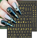 8 ark Guld Måne och stjärnor Nail Art Stickers Angel Wings Tan Guld Nail Stickers Stars Nagelfolier Självhäftande nagelklistermärken Nageldesign Tillbehör Nagelklistermärken