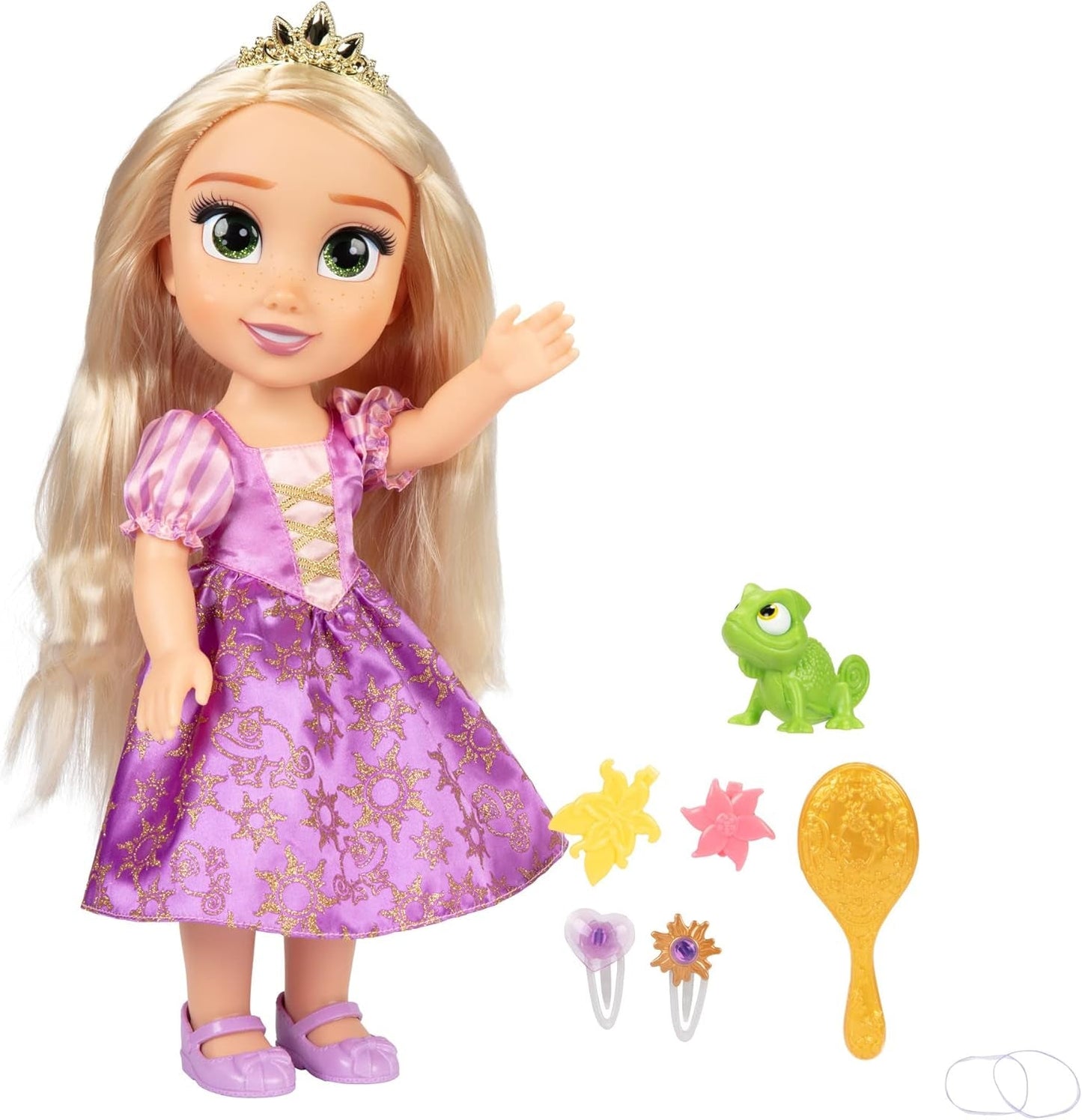 Disney Princess Singing Rapunzel Doll 35 Cm, Sings "I See the Light", Inkluderar tillbehör för roligare, Perfekt för tjejer över 3 år, Purple Dolls Naty Shop