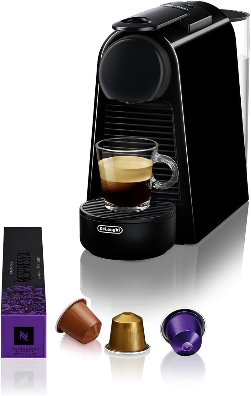 Espressomaskin med Nespresso De'Longhi Essenza Mini-kapslar, svart | Pumptryck 19 bar | Vattentank 0,6 l | För espresso och lungo | Liten espressomaskin – Fantastiska kaffestunder | EN85.B