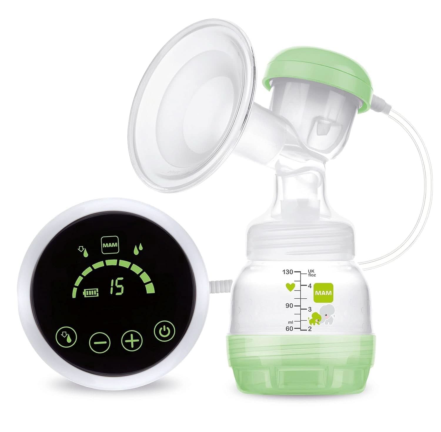 MAM handbröstpump - bekväm och kompakt bröstpump för bröstmjölk som innehåller 1 anti-kolikflaska MAM Easy Start Tillbehör Mat och amning Baby Naty Shop 2 i 1 bröstpump