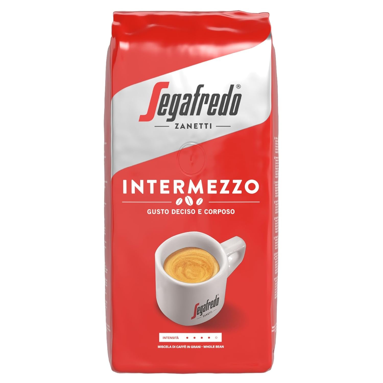 Segafredo Zanetti Intermezzo - Hela bönor (1 kg förpackning) - Geeignet für alle italienschen Kaffespezialitäten - Kaffeebohnen mit mitteller Röstung, stark und vollmundig im Gesmack