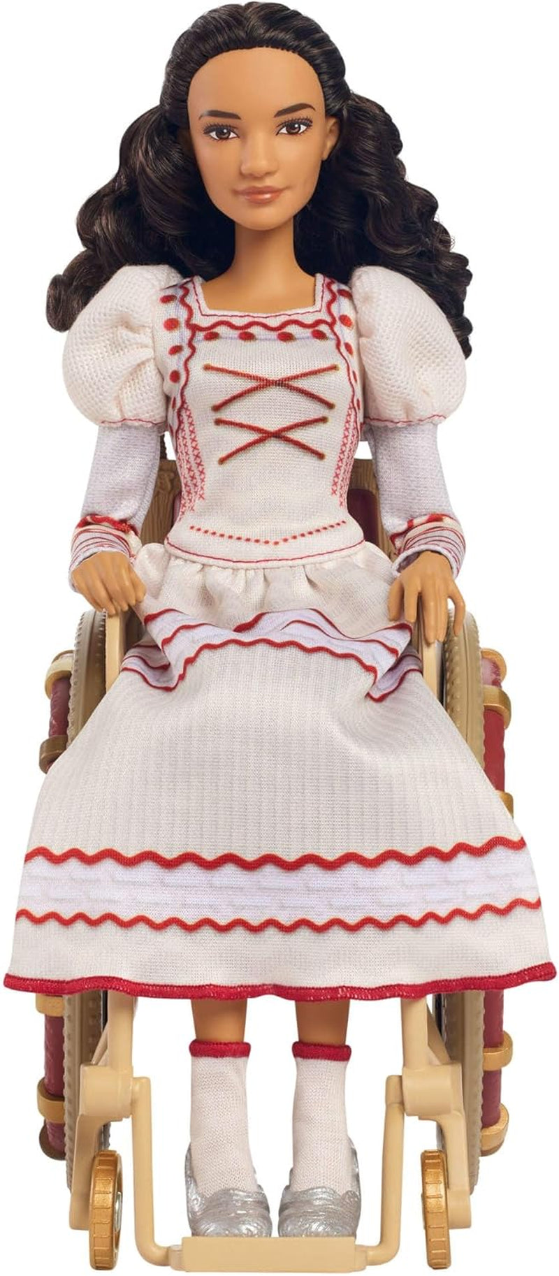 Mattel Wicked Nessarose modedocka och tillbehör, inklusive rullstol, med lockigt brunt hår, olika poser och avtagbar balklänning, HXY36