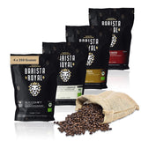 Provset av espressobönor 4 x 350g espressobönor | Discovery Pack/Sample Pack | Robusta och Arabica | Idealisk för helautomatiska enheter och portafilter | KUNGLIG BARISTA
