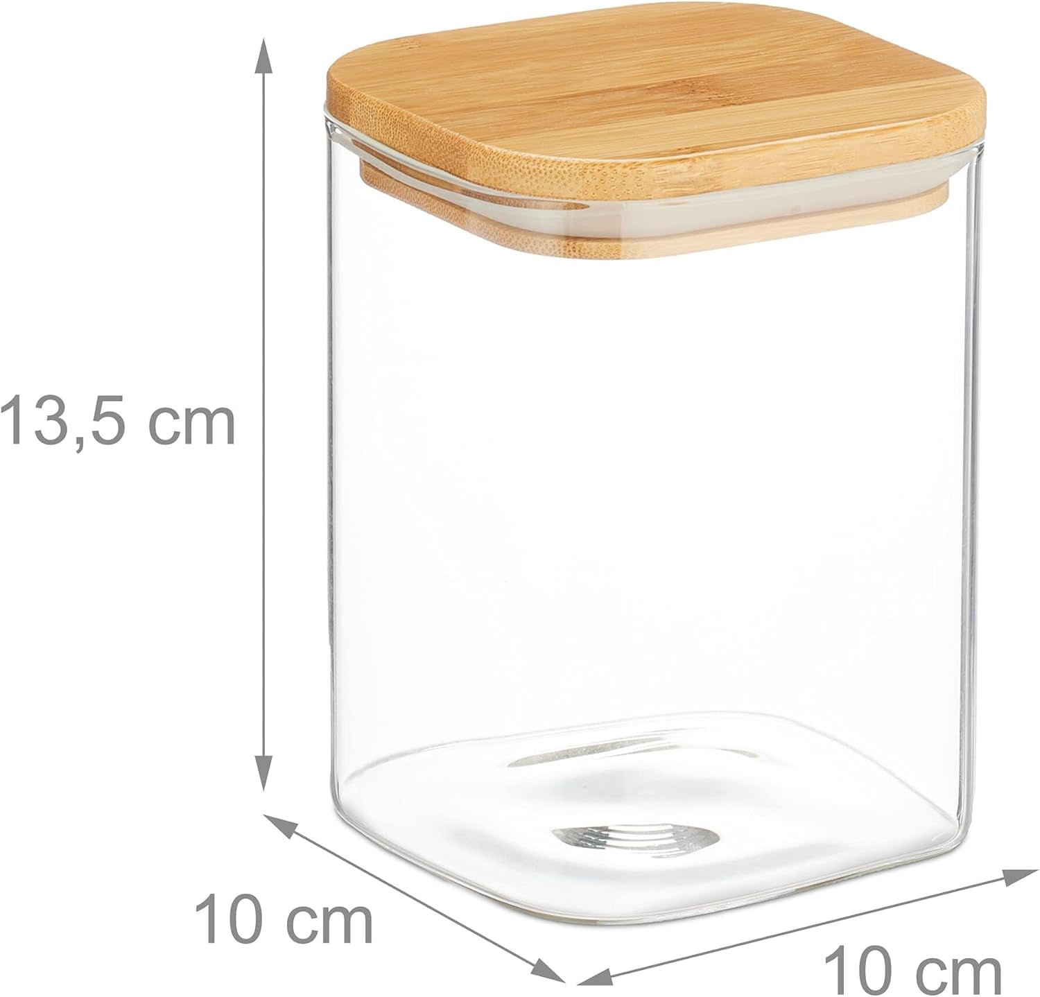 Relaxdays förvaringsburkar med bambulock Set med 3 fyrkantiga glasburkar 900 ml läckagesäkra klara/naturliga matförvaringslådor Naty Shop