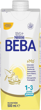 BEBA Junior Drickfärdig mjölkdryck 1-3 år, med HMO, åldersanpassat proteininnehåll, palmoljefri, fiskoljefri, småbarnsmat, 12-pack (12 x 500 ml)