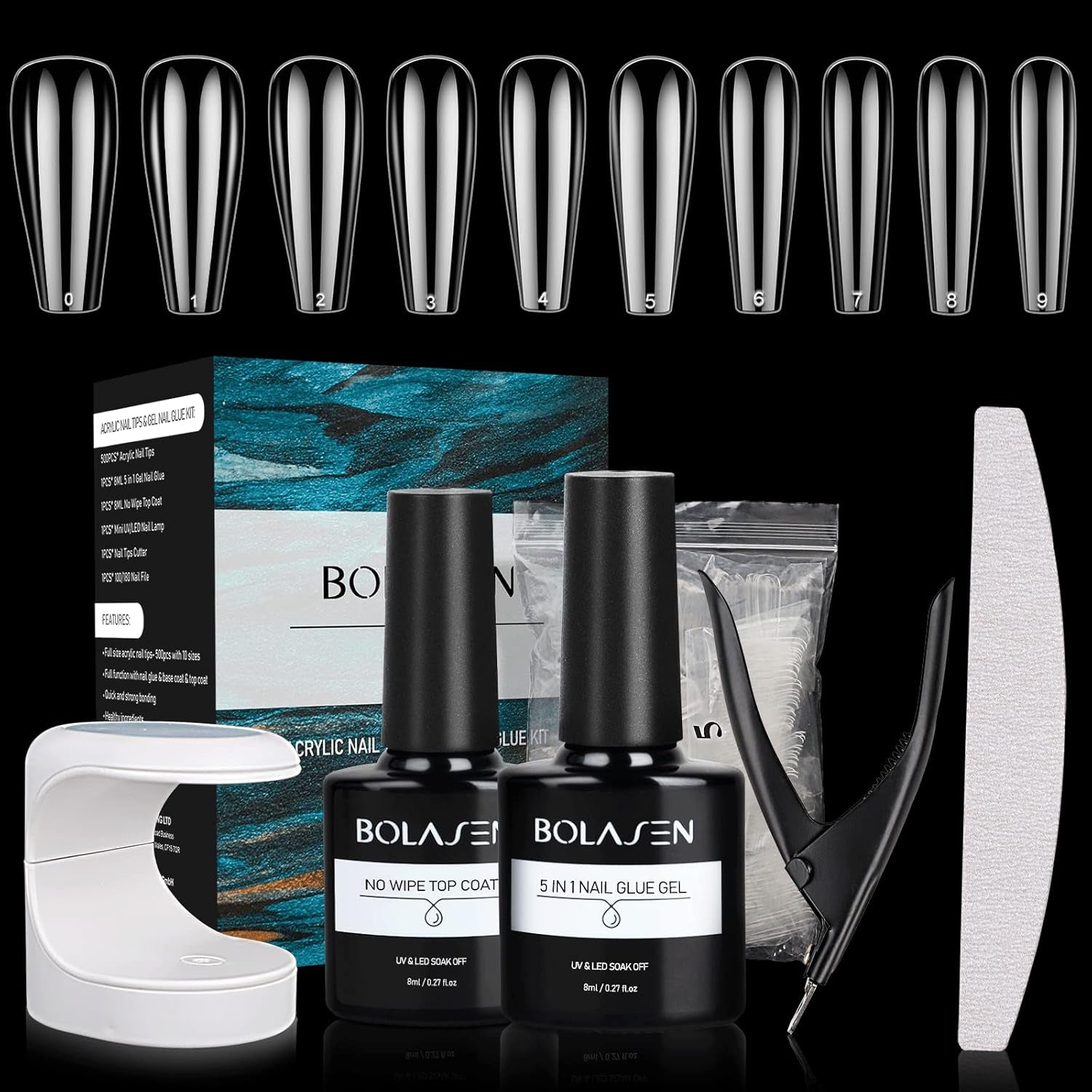 Nageltoppslim, BOLASEN Extra starkt nagellim, 4 st sprucket nagellim, nagellim, extra starkt konstgjord nagellim, nagellim - 4 * 7ml