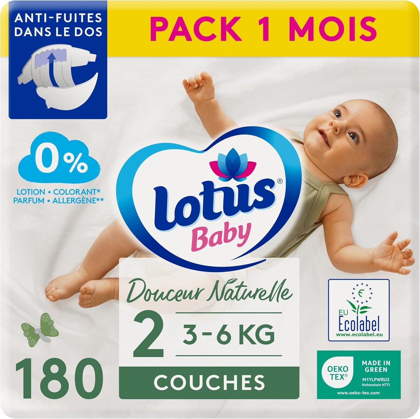 Douceur Naturelle – Storlek 3 blöjor (5-9 kg) 1 månadsförpackning – 172 blöjor