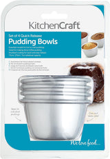 Kitchencraft Mini Pudding Formar Anodiserad aluminium 7,5 cm Set med 4 Silver Bakformar & Brickor Naty Shop