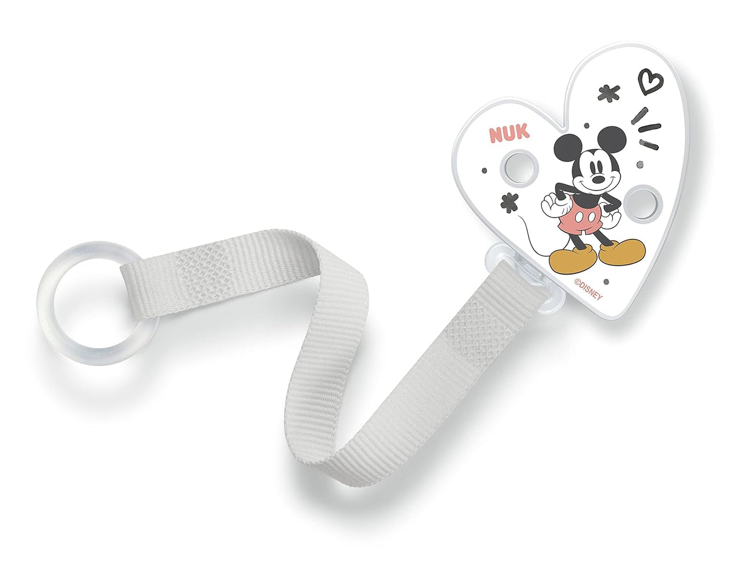 NUK nappkedja och klämma | för nappringar | Robust och motståndskraftig mot brott | Disney Musse Pigg