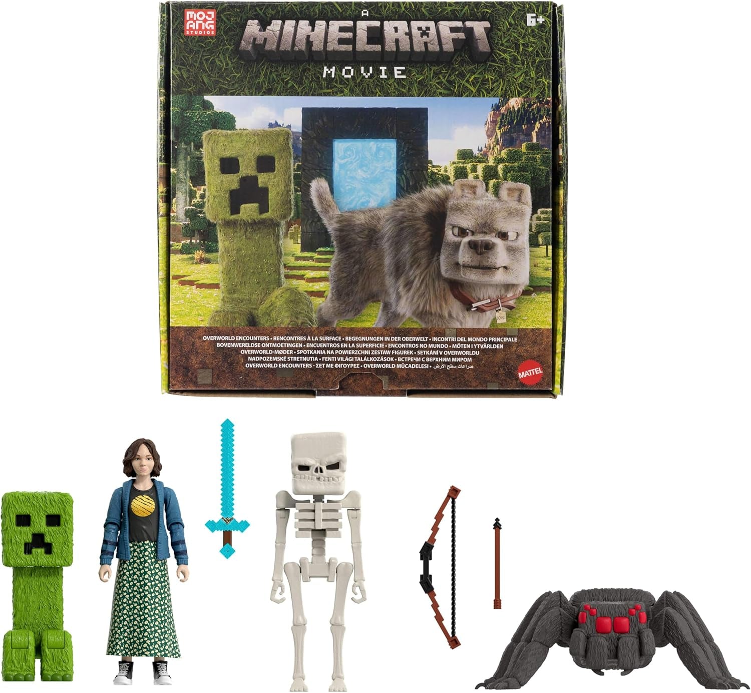 Mattel Minecraft Story Set med 4 Actionfigurer och 3 Accessories Encounters In The Overworld Set Minecraft Movie Inspired Collectible Toy JFR70 Action Figures Naty Shop Story Set