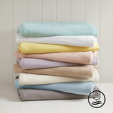 Madison Park Lyxig flytande bomull Hög kvalitet Mjuk Bekväm 100 % ringspunnen bomullsfilt för säng Soffa eller soffa Blush Full/Drottning täcken & täcken Naty Shop