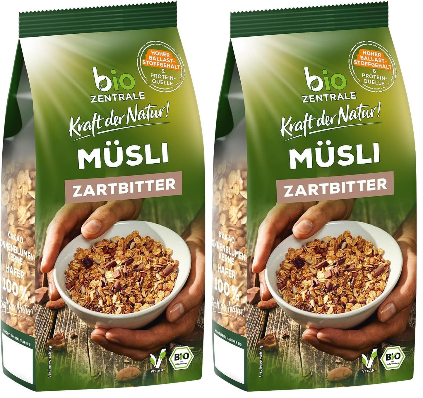 Biocentral müsli med mörk choklad | 500g Ekologisk Vegan | Perfekt för frukost och din kopp takeaway-müsli | Alternativ till müslibars