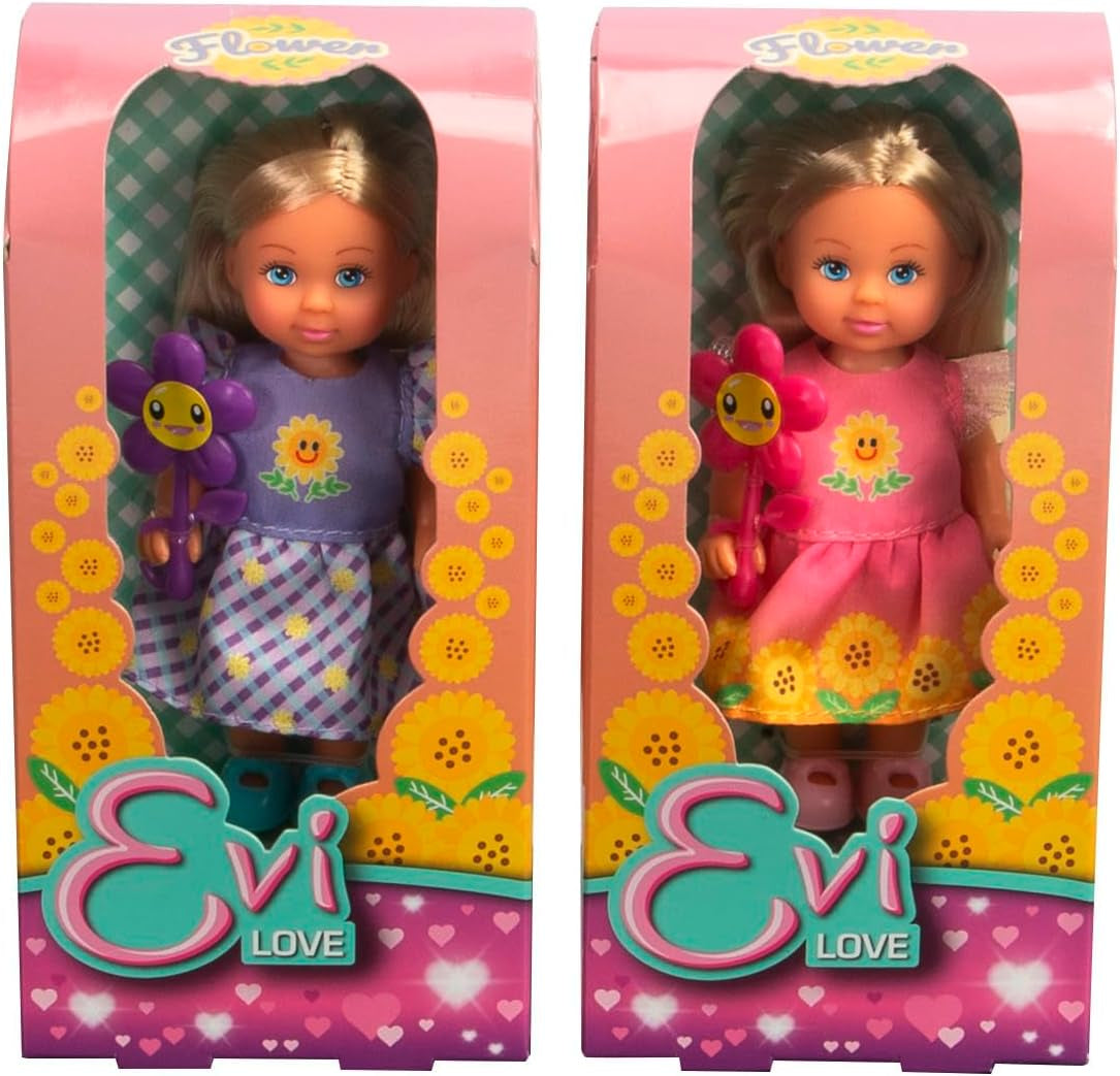 Simba Evi Love Flowers Assorted 2 Variationer Endast EN artikel skickas docka i en söt blommig klänning med blomma 12 cm Play Doll Ålder 3+