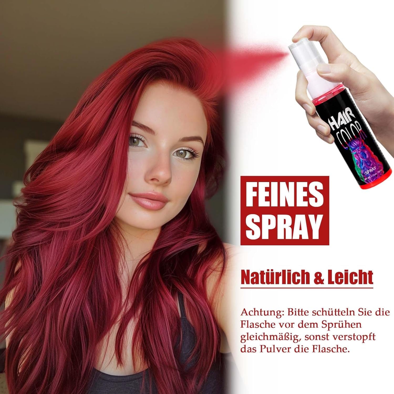 Hårsprayfärg, Tillfällig röd spray Hårfärgning, Färgad röd hårfärgning, Tvättbar hårfärgning, Livlig röd hårfärgsspray, Omedelbar hårfärgning, Carnival Hårfärgning, Halloween, Cosplay, Party Hårfärgning Naty Shop