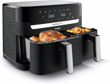 Tefal Dual Easy Fry Hot Air Fryer med två kammare, kapacitet 5,2/3,1 liter, två oberoende lådor, 7 program Hushållsapparater Naty Shop Black