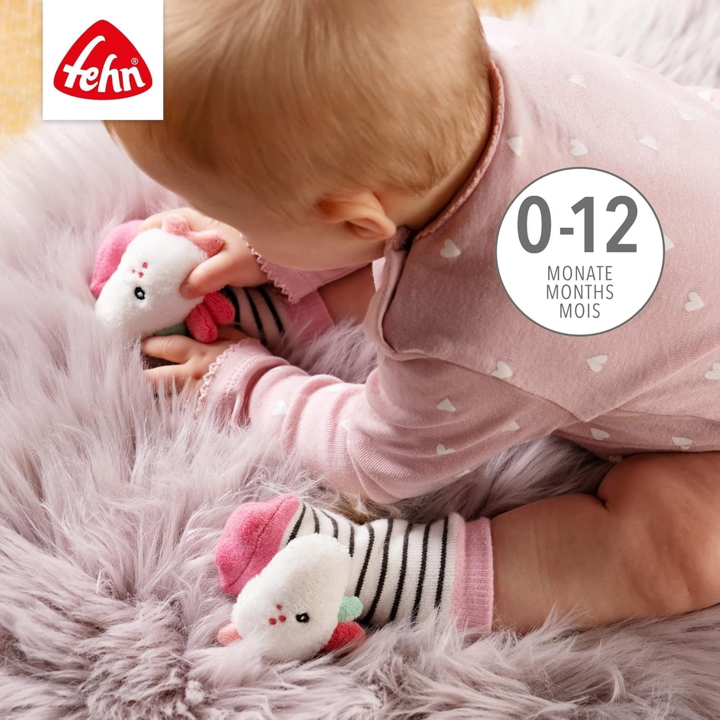 Fehn lekhandskesafari - apa och elefant babyfingerdockor & unicorn baby bell strumpor - babystrumpor med klockfunktion och enhörningshuvud - stimulera motorik och sinnen Bebe Toys Naty Shop