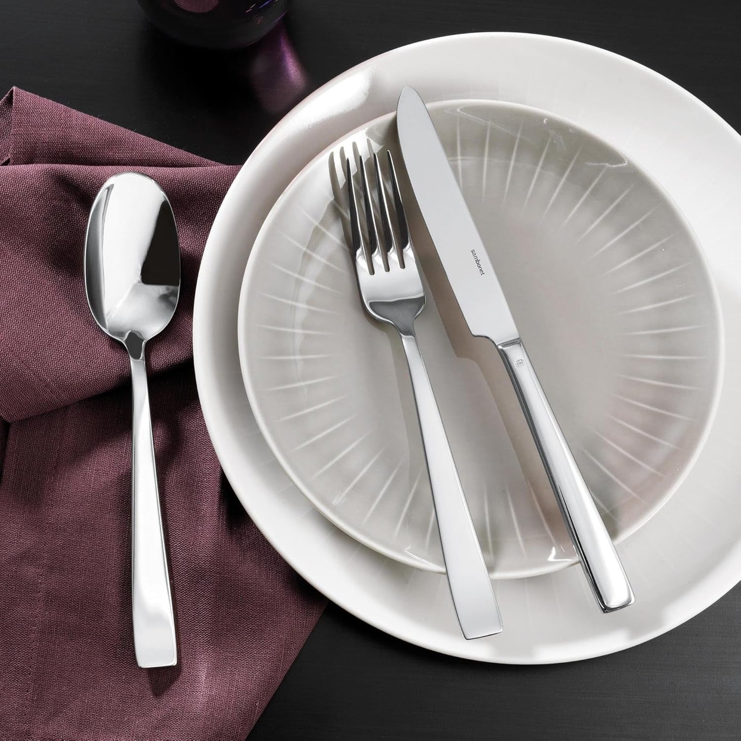 Sambonet 62512-83 platt monoblock bestickset, 36 delar, 18/10 rostfritt stål, diskmaskinssäker kök Naty Shop