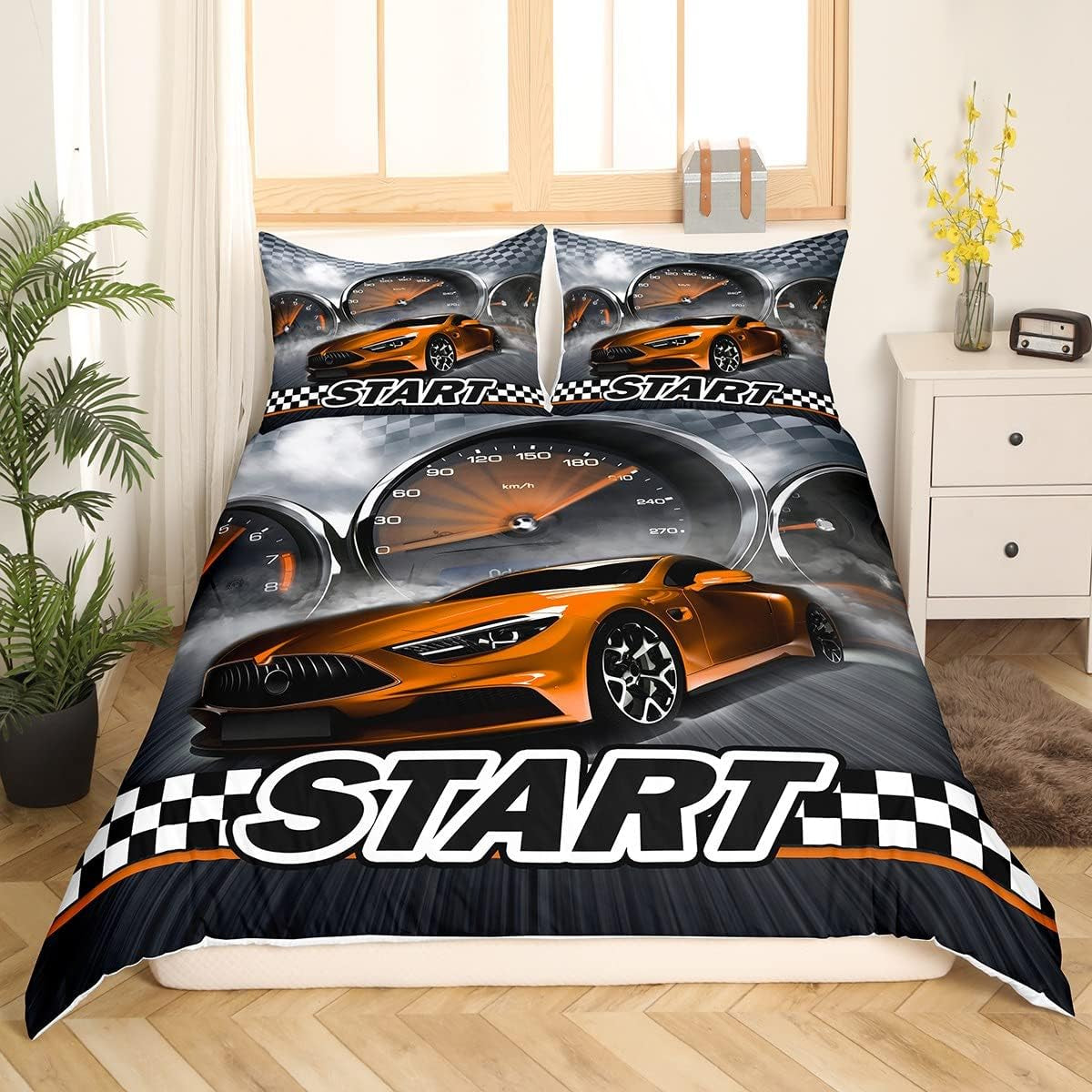 Jungen Cartoon Car Sängkläder Set 135X200,Kinder Bau Fahrzeuge Tröster Abdeckung Für Kind Kleinkind Teens,Dinosaurier Bettbezug,Traktor Maschinerie Bagger Bettdecke Abdeckung,Lkw Autos Bedtuffen Naty Shop Multi 2 155*220+80*80*1