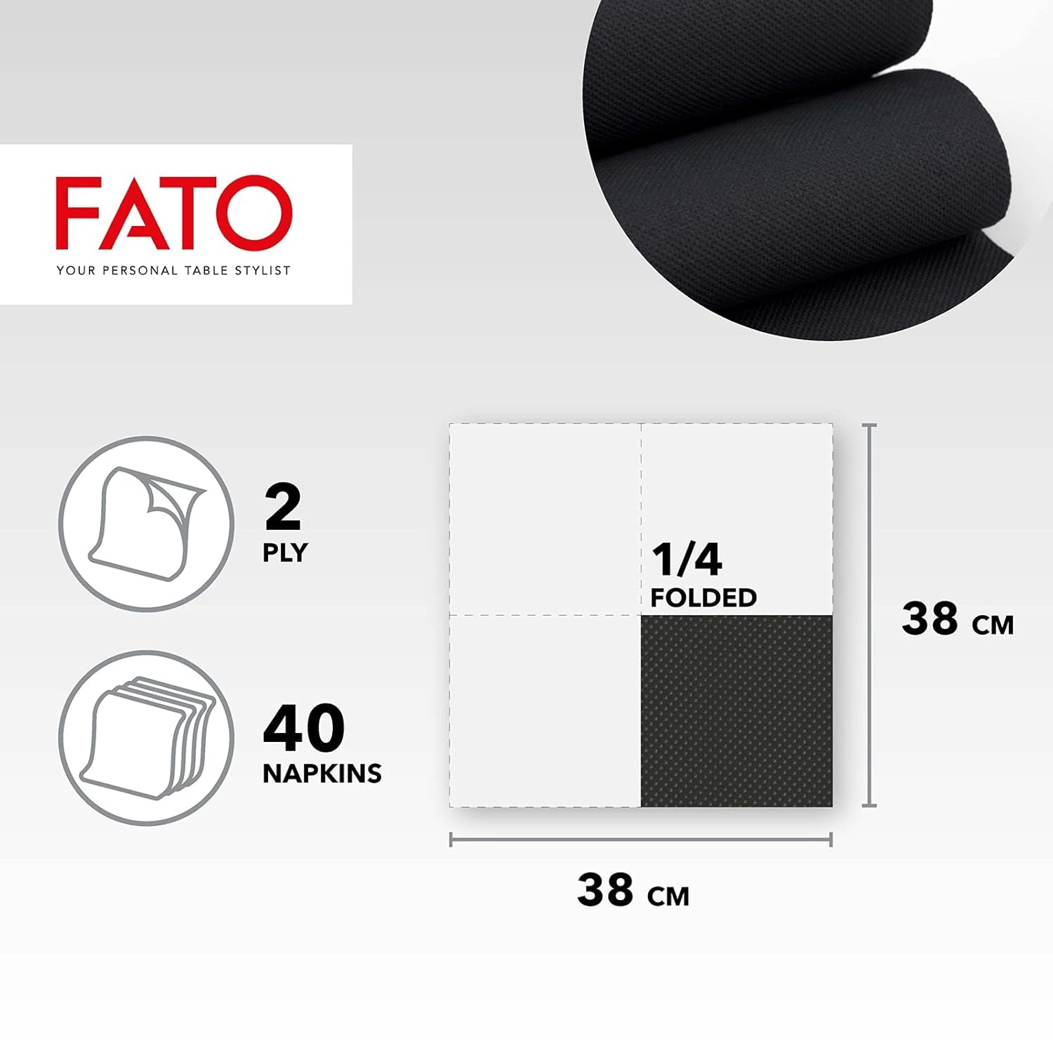 - Mjukhet och mjukhet Engångspappersservetter 40-pack vävnader Storlek 38X38 vikt 4 2-lagers svart färg 100 % rent cellulosapapper Fsc-certifierat (2-pack)