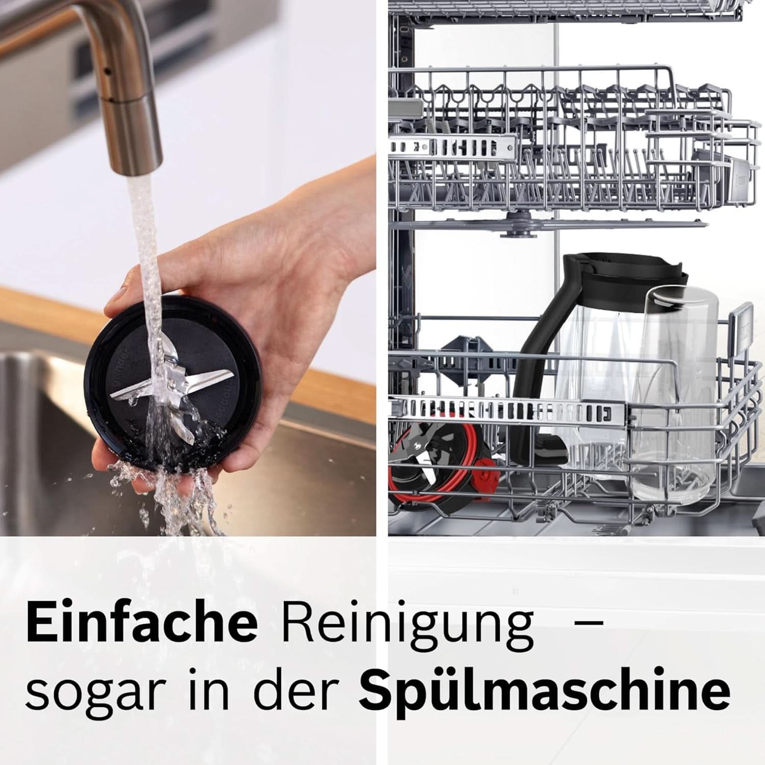 Bosch Standmixer Vitapower Serie 4 MMB6177S, Edelstahl-Klingen Tillverkad i Tyskland, 1,5L Thermosafe Glasbehälter, 0,6L To-Go-Flasche, Stopfer, Universalzerkleinerer, 30 000 U/Min, 1200 W, Silver Kitchen Naty Shop