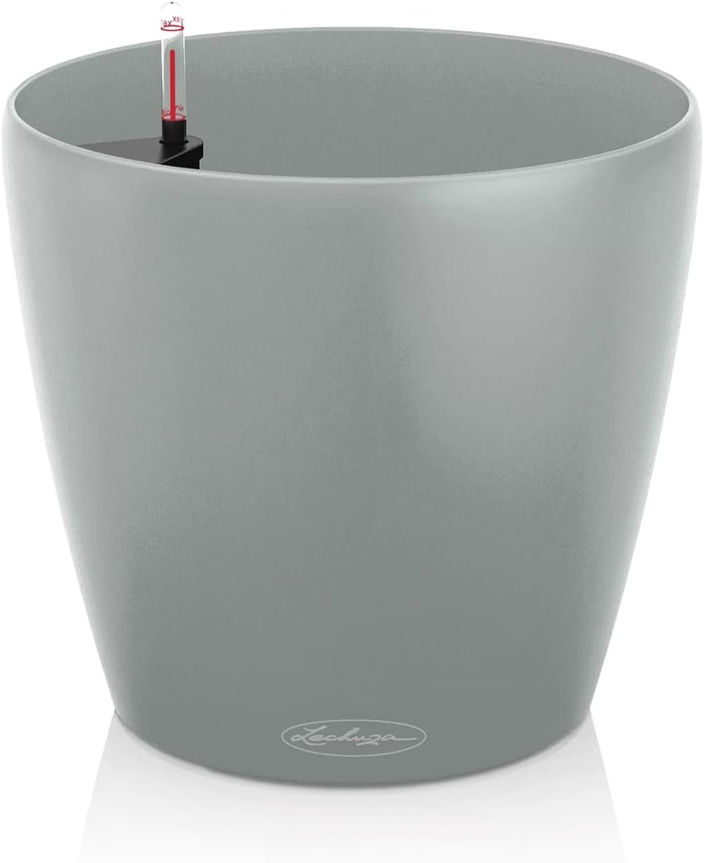 LECHUZA Classico Color ECO 35 ljusgrå blomkruka med bevattningssystem och vattennivåindikator | Tillverkad av 100 % återvunnen plast | Matt finish | Ø 34,5 x 32,5 cm | 18930