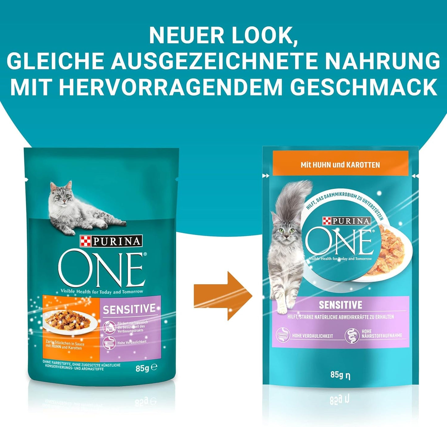 PURINA ONE Sensitive våt kattmat, möra bitar i kycklingsås, 26 st (26 x 85g)