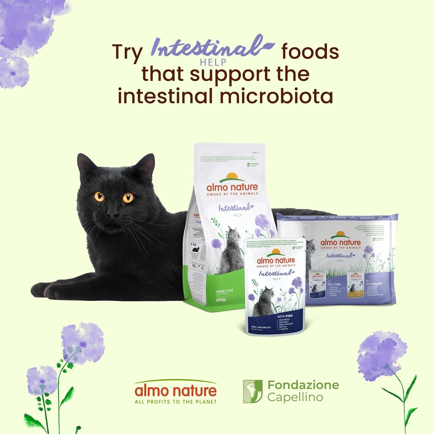 Almo Nature Functional - Tarmhjälp - Våtfoder för vuxna och mogna katter med känsliga tarmar - med fjäderfä - stödjer mikrobiomet - 70 g (förpackning med 30)