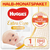 Huggies Newborn blöjor, storlek 1, 100 blöjor (2 x 50), halvmånadslåda