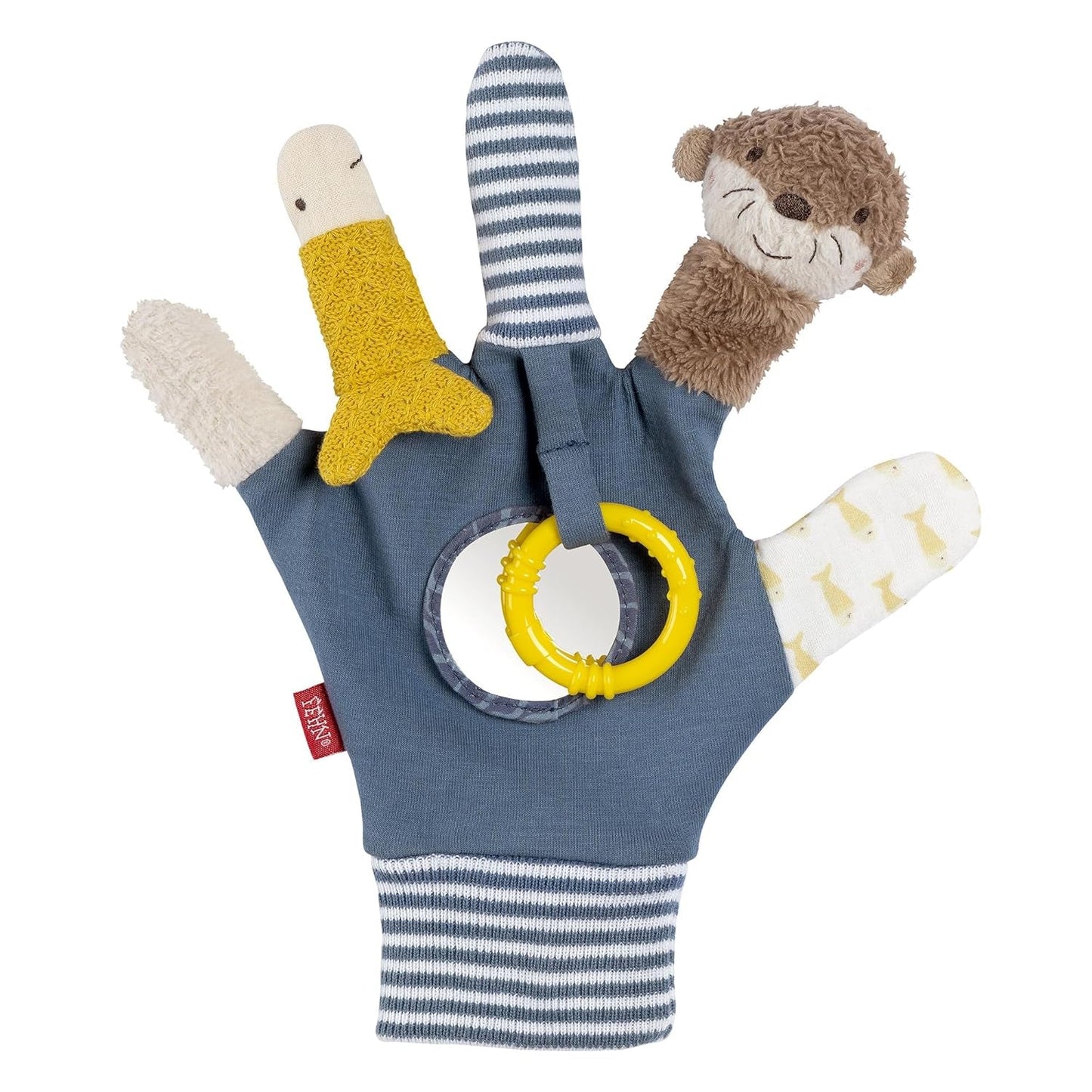 Fehn baby handdocka krokodil - plyschleksak med skallra, prasslande papper, bitring och pip - baby handdocka - knäppleksak för spädbarn och småbarn 6+ månader Babyleksaker Naty Shop Otter