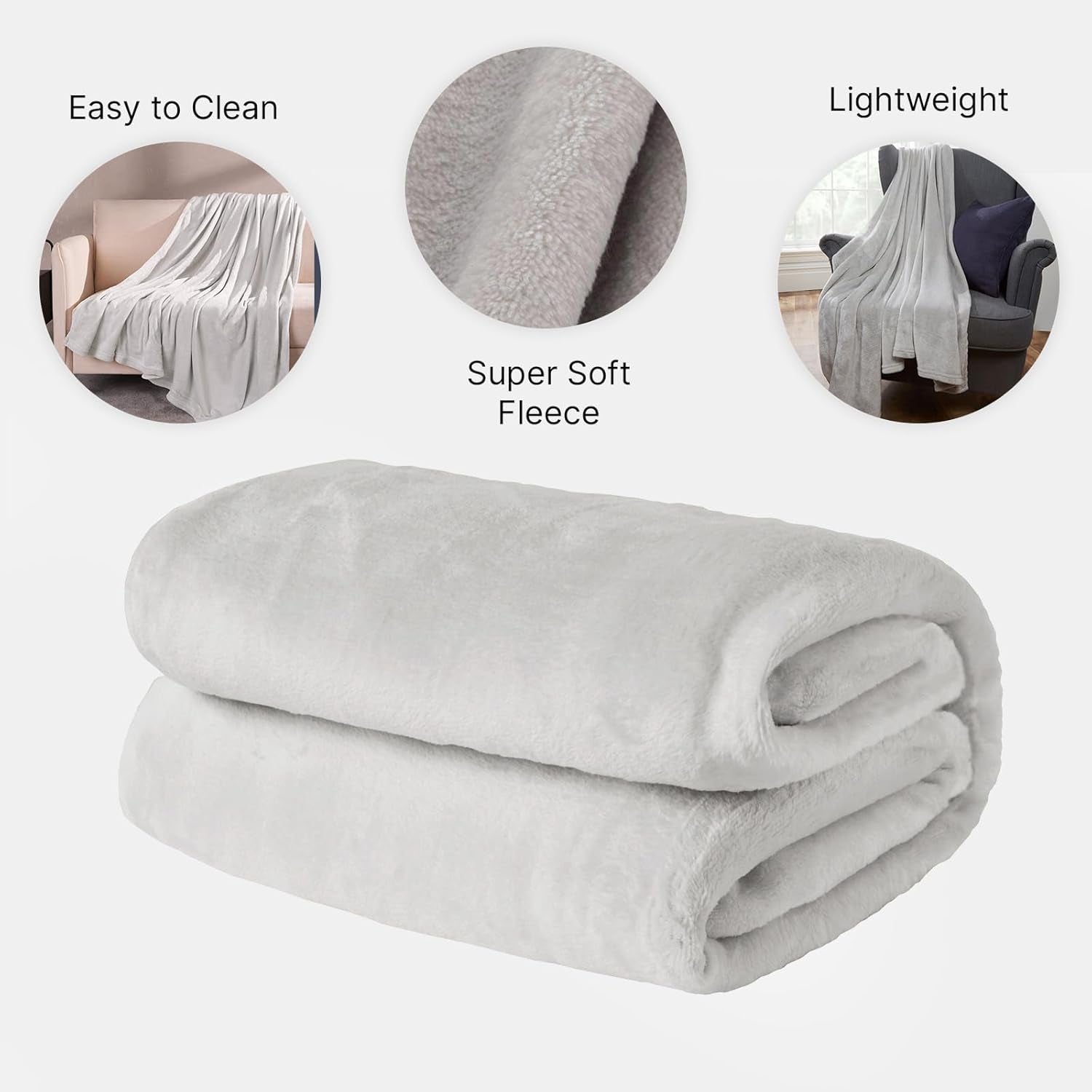 Brentfords ultramjuka överkast av fleece, silvergrå, stor dubbel - 150 X 200 cm sängar och filtar Beuche den Brentfords-Store