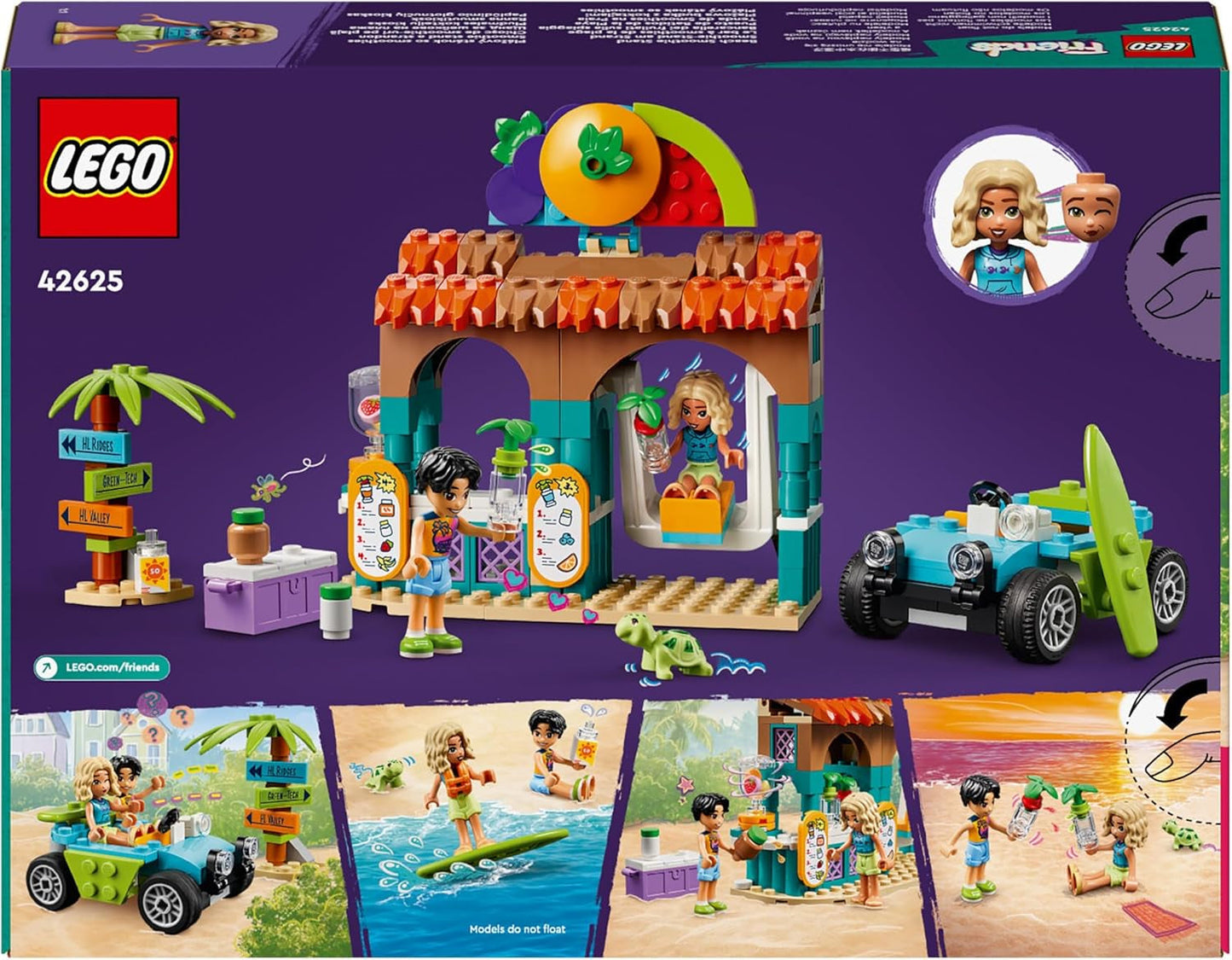 LEGO Friends Smoothieställ på stranden Rollspel Lekset Presentidé för flickor och pojkar 6 år med lekfigurer Sköldpadda och tillbehör Social utveckling Leksak 42625 Byggset Besuche den LEGO-Store
