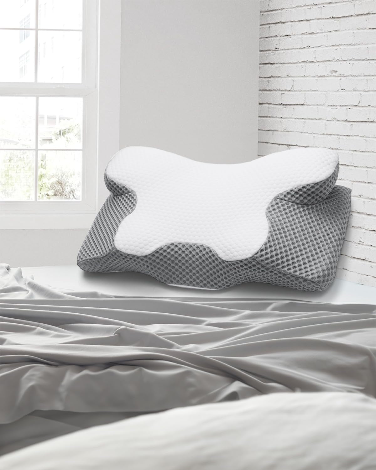 2 i 1 nackkudde Kudde Memory Foam Kudde Ergonomisk ortopedisk kudde 2 Sovhöjd Nackstödskudde för sida / rygg / magstöd Cervikala ortopediska kuddar Naty Shop
