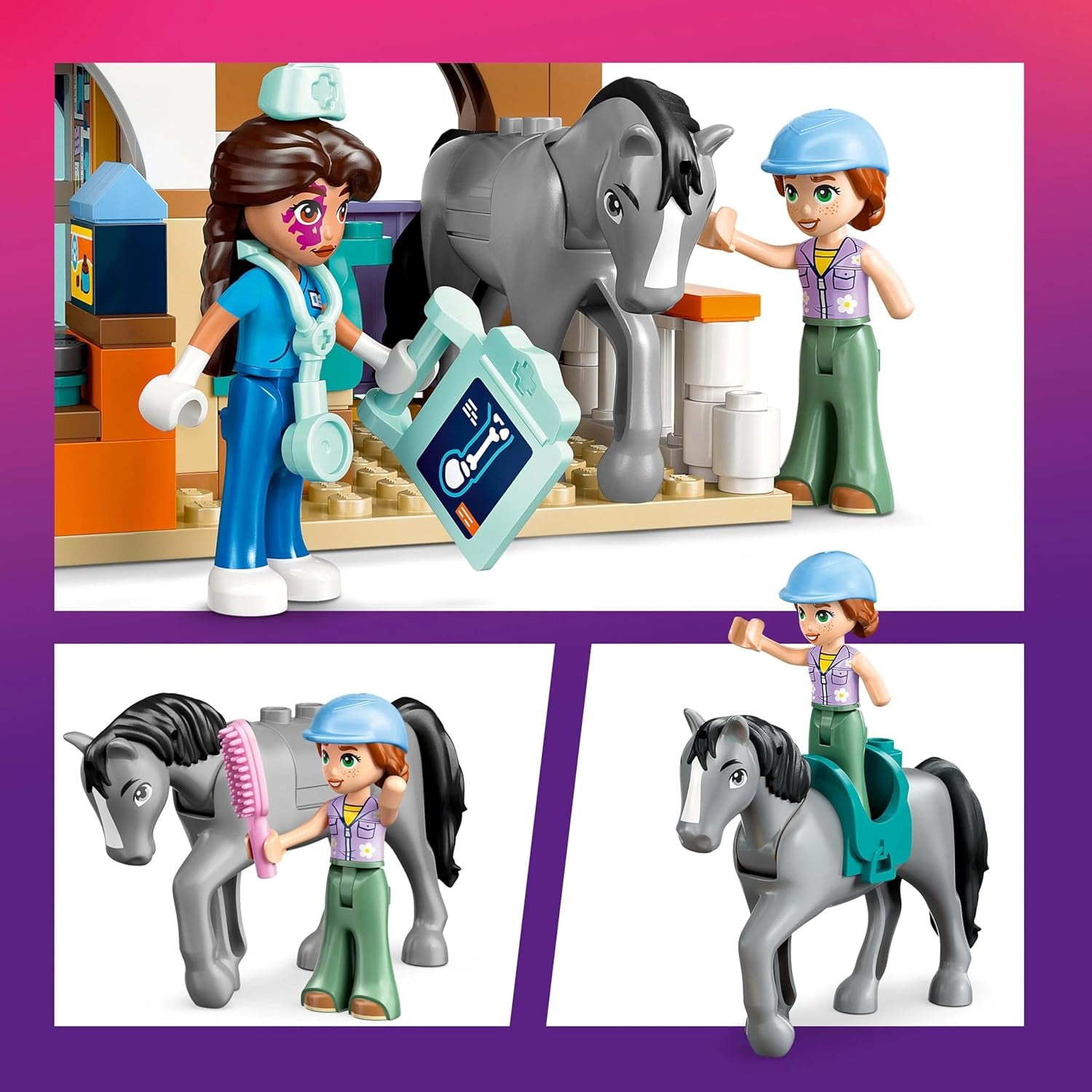 LEGO Friends veterinärskåp för hästar och husdjur, bygg- och lekset för fantasifulla rollspel med 3 minifigurer och 5 djurfigurer, presentidé för tjejer 7 år 42651 Byggset Besuche den LEGO-Store