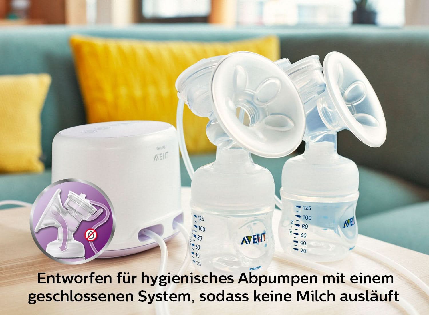 Dubbel elektrisk bröstpump Philips Avent SCF334/02 Tillbehör Mat och amning Bebe Naty Shop