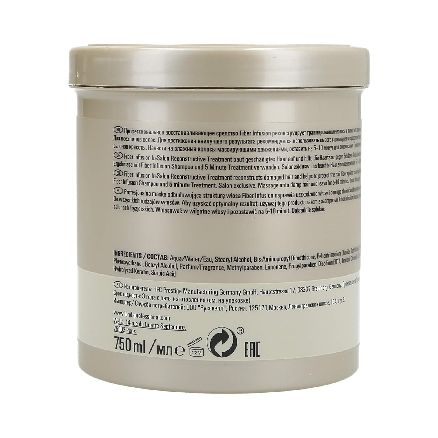 Fiberinfusionsmask, luktfri, 750 ml Naty Shop hårmask