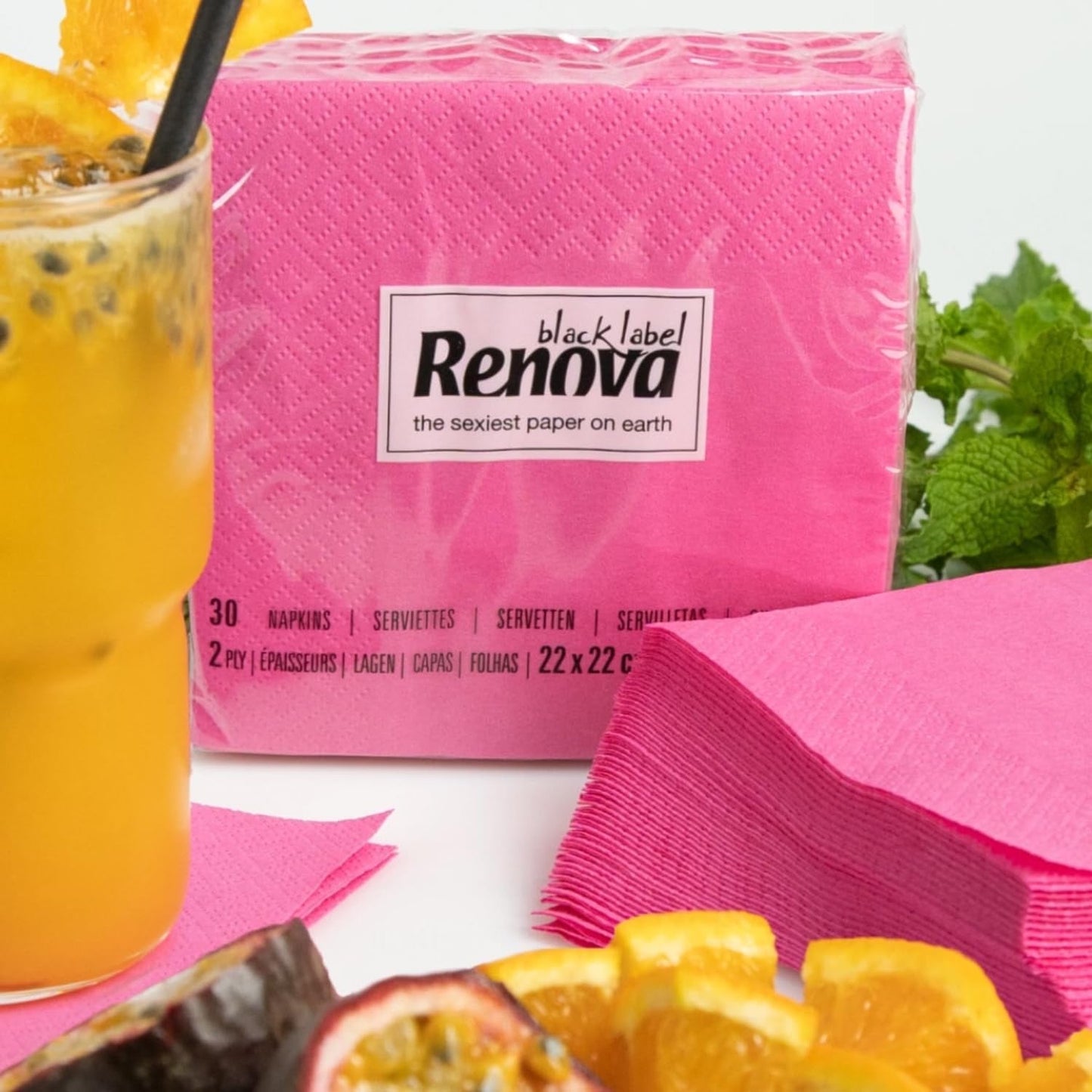 Renova cocktailservetter, fuchsia, 30 servetter