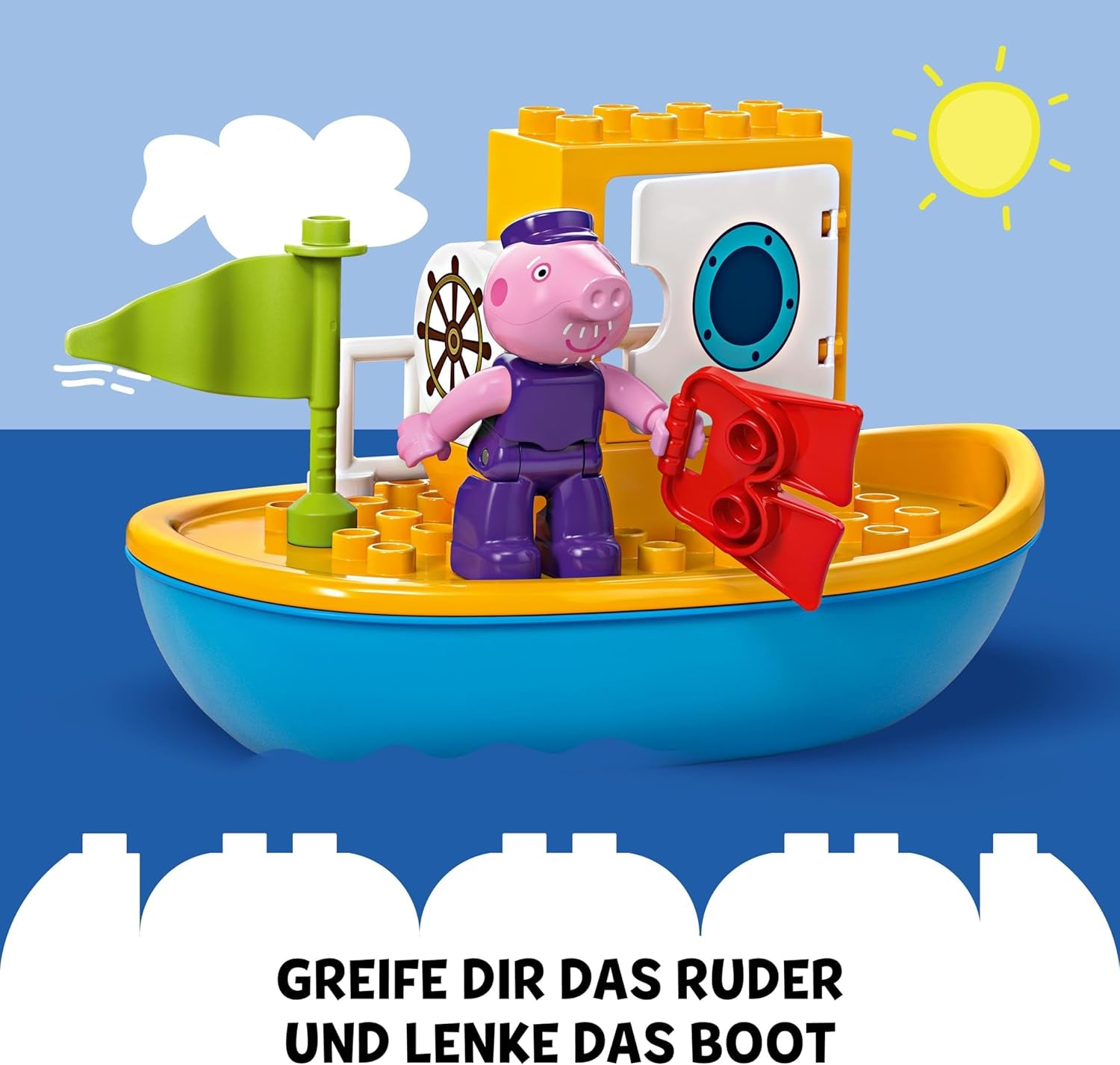 LEGO DUPLO Peppas båttur: Leksats för leksaksbåt att bygga och bygga om med 2 figurer, kreativ leksak, presentidé för 2-åringar, pojkar och flickor 10432 Byggset Besuche den LEGO-Store
