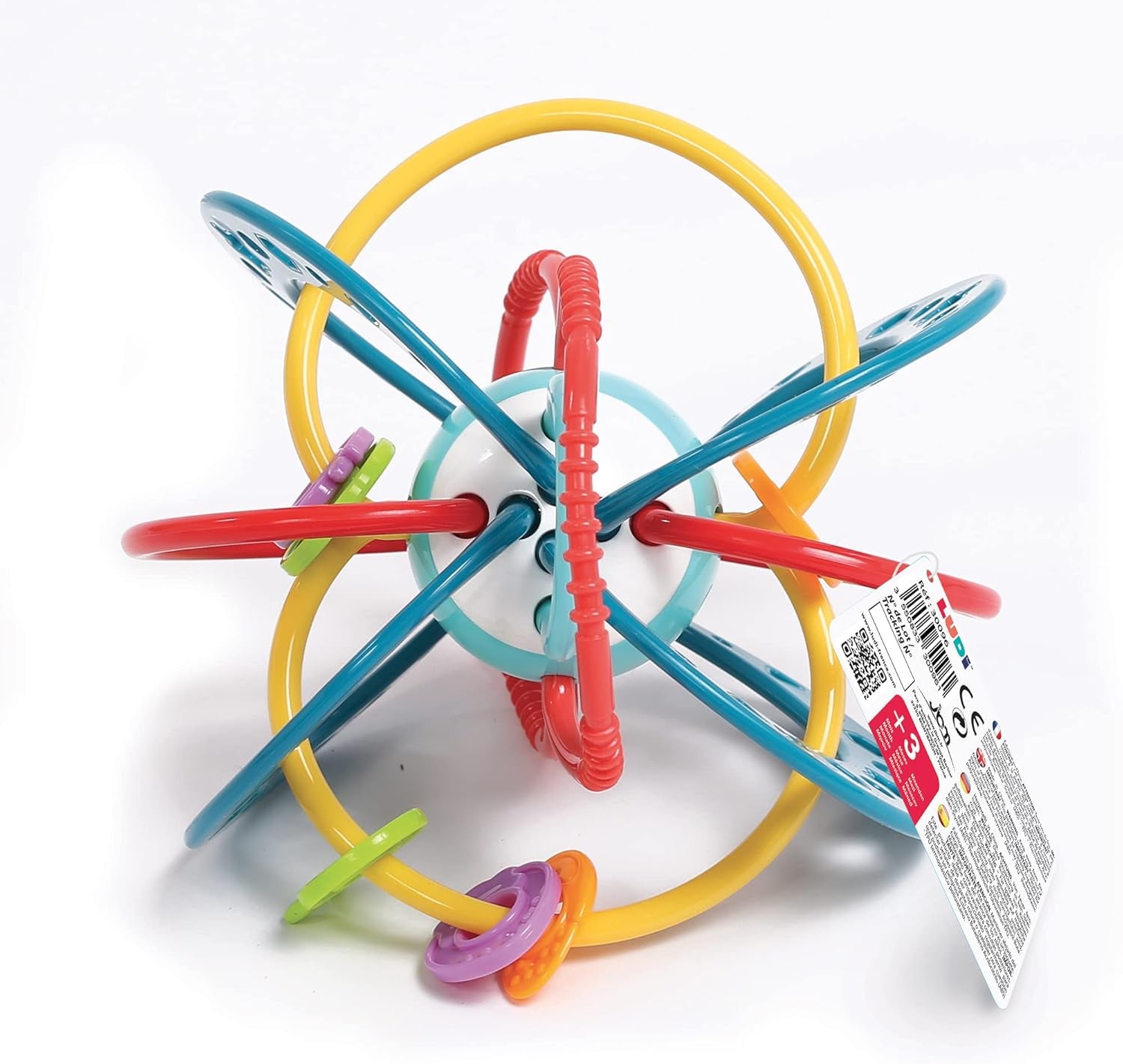 LUDI - Planet Bell - Leksak för barn - Från 3 månader - Levande färger, olika texturer och originalform - Främjar finmotorik och fingerfärdighet Bebe Naty Shop Toys