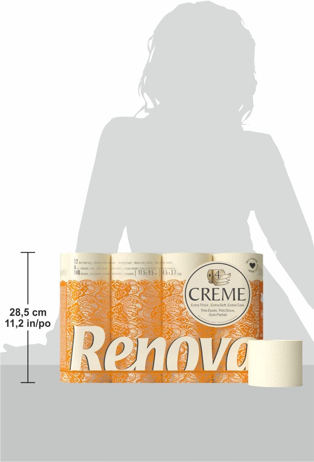 Toalettpapper Renova 4 lager doftkräm, 12 rullar rulle