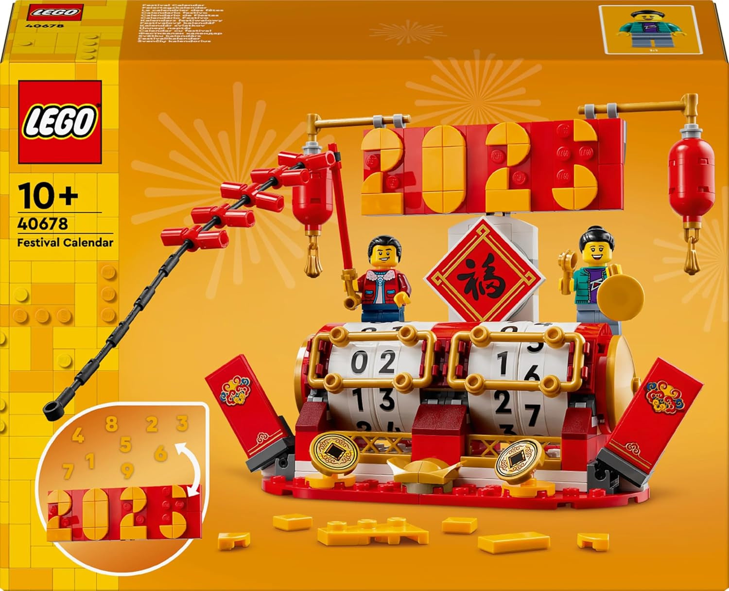 LEGO semesterkalender, kinesisk julklapp för pojkar och flickor, byggset för månnyår, låter barn leka fantasifullt, festleksak, dekoration för kinesiskt nyår 40678 Byggset Besuche den LEGO-Store