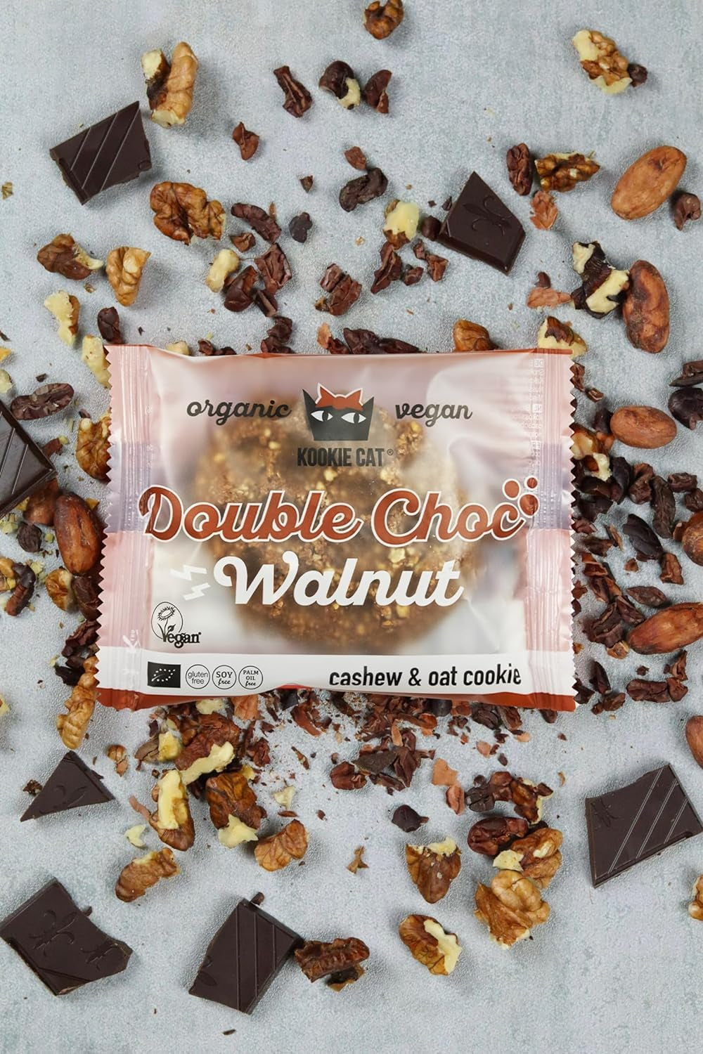 Dubbelnötchoklad - Vegansk, glutenfri, sojafri, ekologiska cashew- och havrekakor - 12 x 50 g multipack (förpackning med 2)