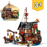 LEGO Creator 3-i-1 piratskeppsset, leksak med 3 byggalternativ, bygg en piratkrog eller skalle Pirate Island, innehåller 3 rollspelsäventyrsminifigurer 31109 Byggset Besuche den LEGO-Store