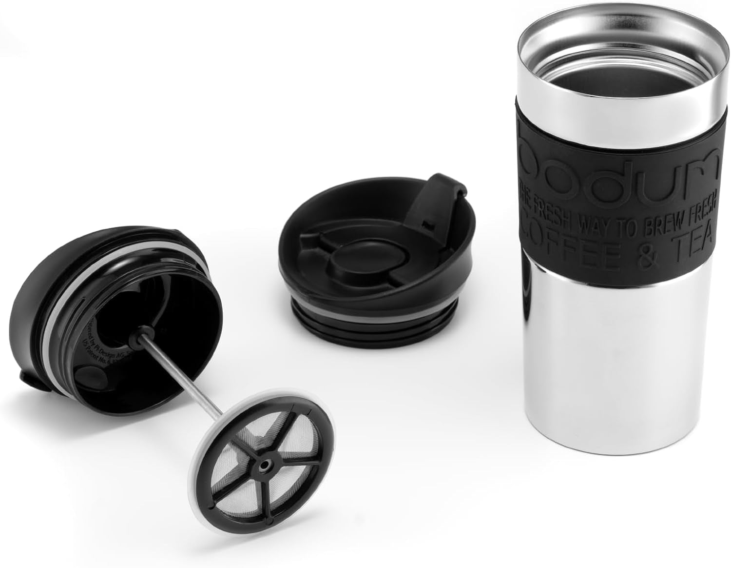 Bodum K11067-01 Resepress svart kaffebryggare i rostfritt stål med ersättningslock 350 ml