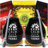 Yerba Mate teset för två 150G | Mate te med guarana och frukt | Lösblad Yerba Mate Tea | Svart matt keramisk kopp 350 ml | Stålhalm Bombilla Liza 19 cm