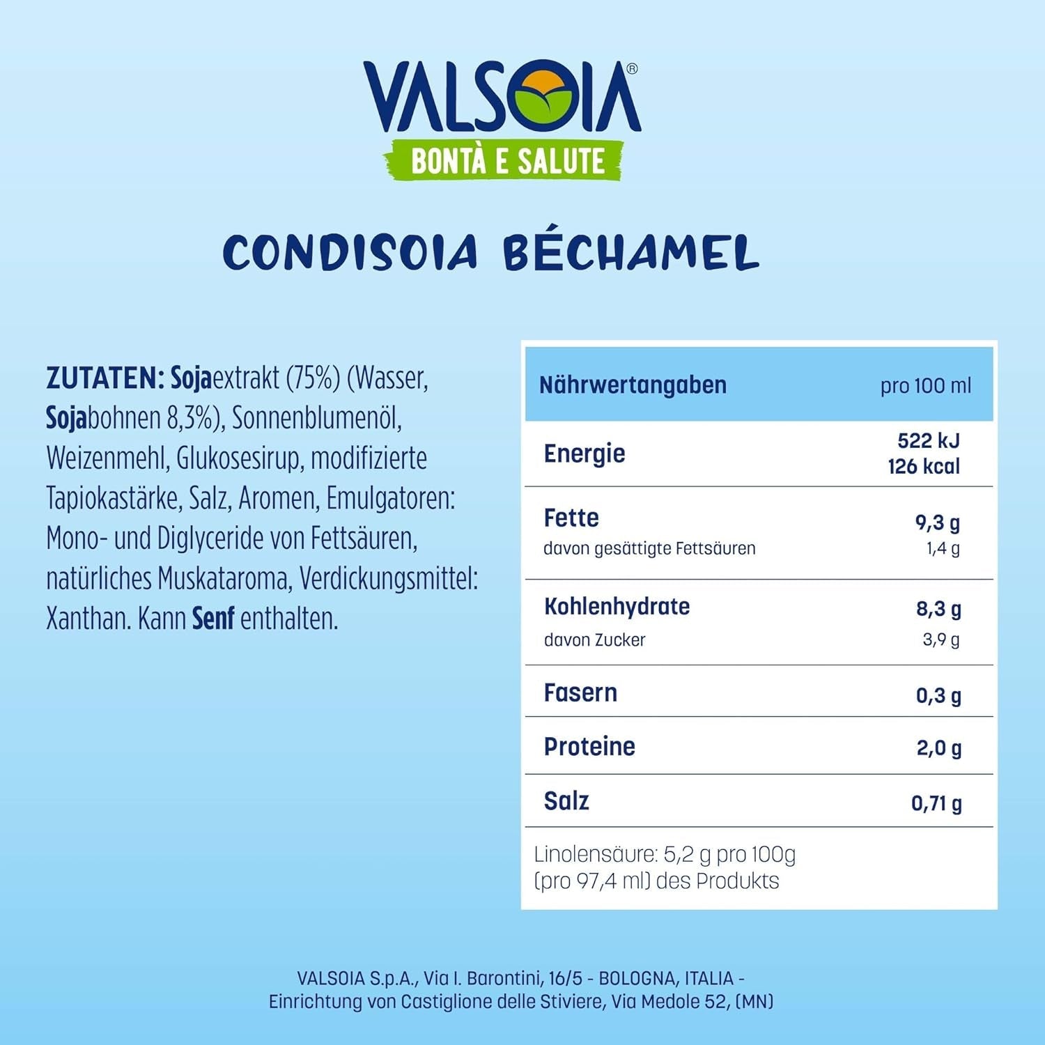 Béchamel balsam, laktosfri bechamel, mångsidig i matlagning, perfekt för veganer och vegetarianer, 6 x 200 ml
