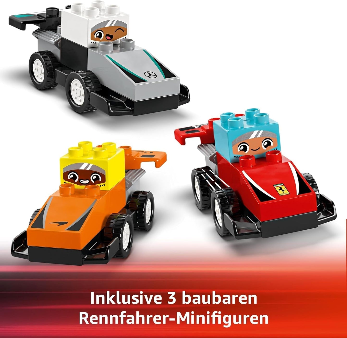 LEGO DUPLO Town F1 Team Racerbilar Med Racers, byggleksak för hela familjen, fantasifull lekupplevelse, födelsedagspresent för småbarn, pojkar och flickor från 2 år 10445 Byggset Besuche den LEGO-Store