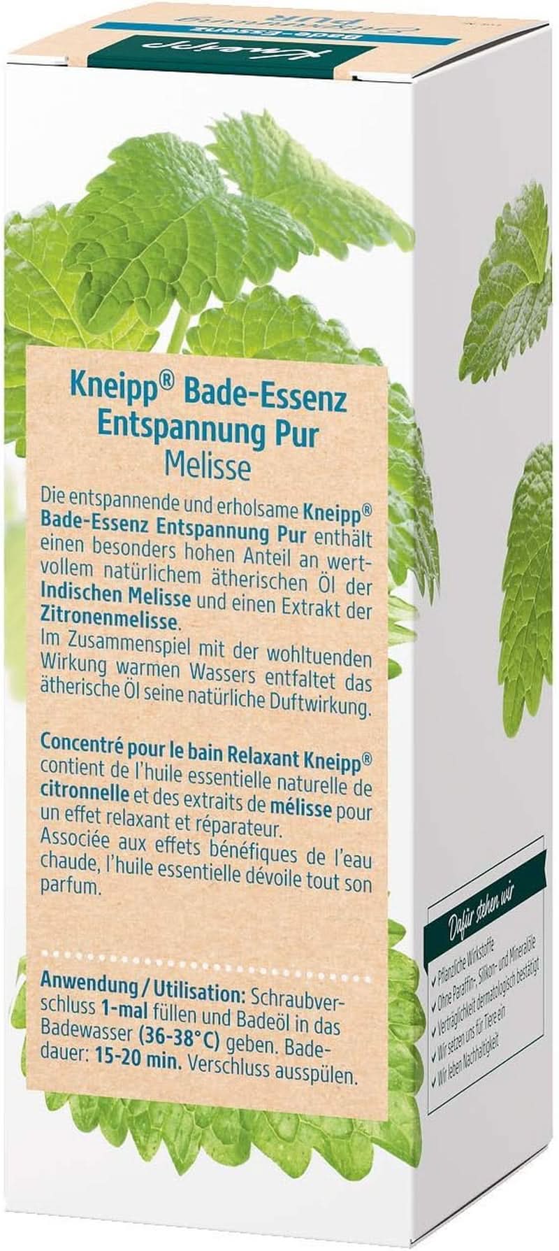Kneipp Bade, badolja med naturlig indisk melissa eterisk olja och citronmelissextrakt, 100 ml Naty Shop
