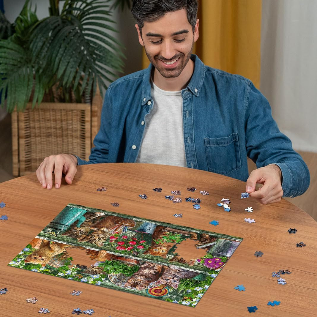 Ravensburger Puzzle 12000205 - Katzen Im Regal - 500-bitars pussel för vuxna och barn över 10, djurpussel med kattmotiv Puzzle Naty Shop